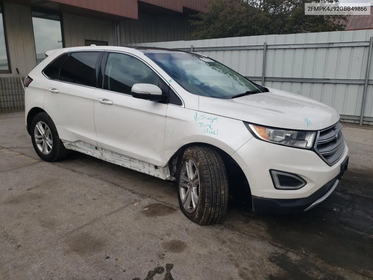 2016 Ford Edge Sel VIN: 2FMPK4J92GBB49866 Lot: 72916394