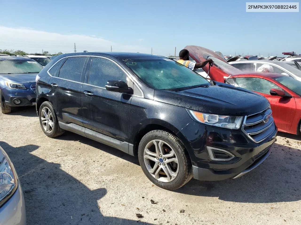 2016 Ford Edge Titanium VIN: 2FMPK3K97GBB22445 Lot: 74458854