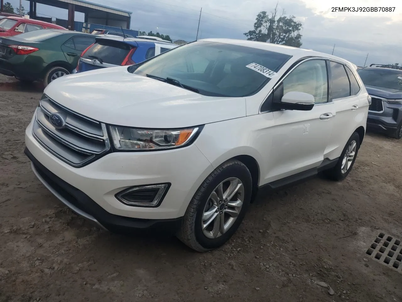 2016 Ford Edge Sel VIN: 2FMPK3J92GBB70887 Lot: 74708314