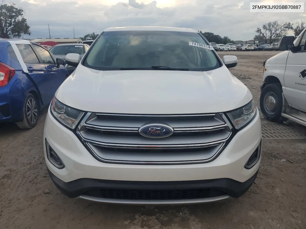 2016 Ford Edge Sel VIN: 2FMPK3J92GBB70887 Lot: 74708314