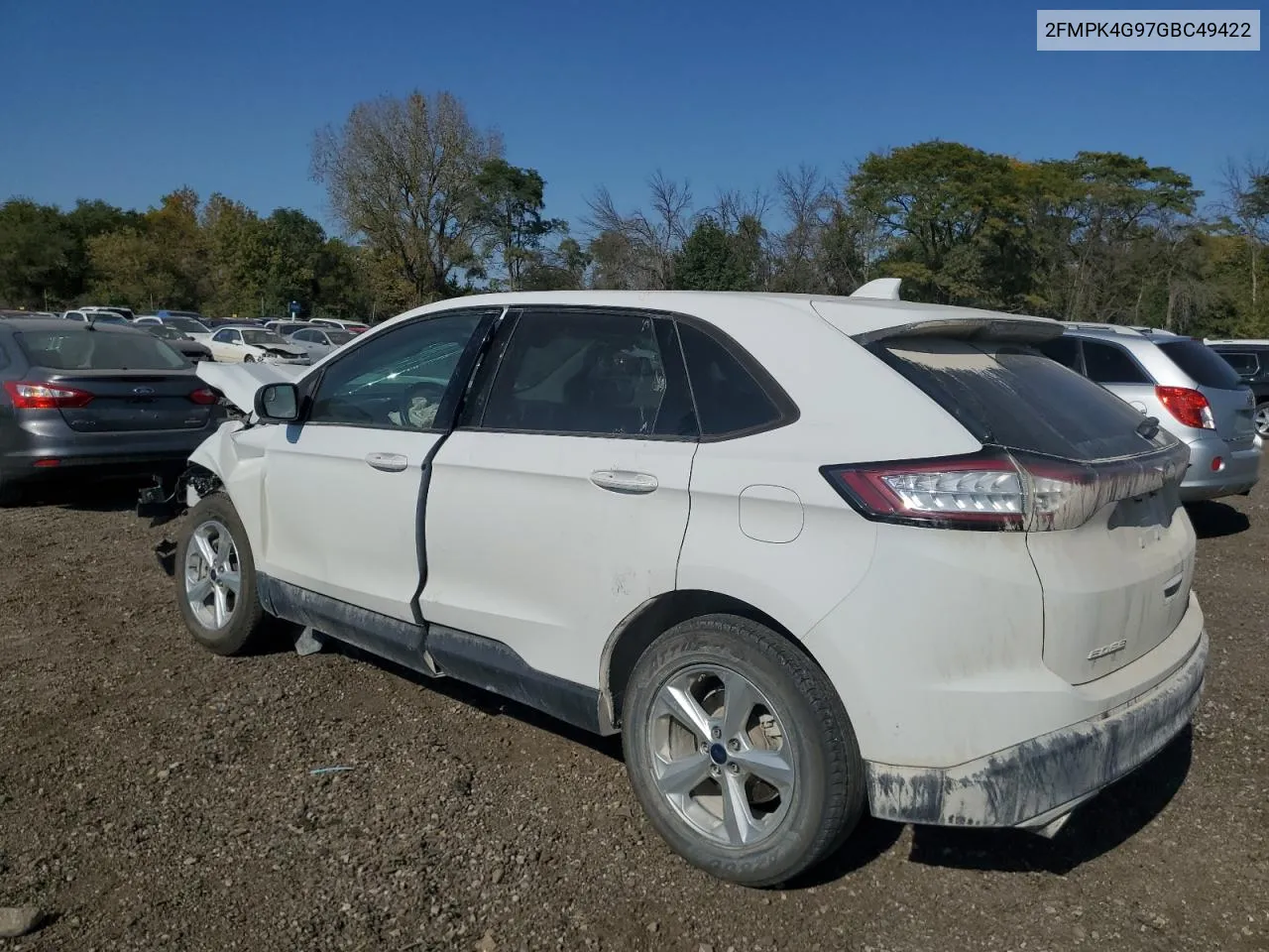 2016 Ford Edge Se VIN: 2FMPK4G97GBC49422 Lot: 75420184