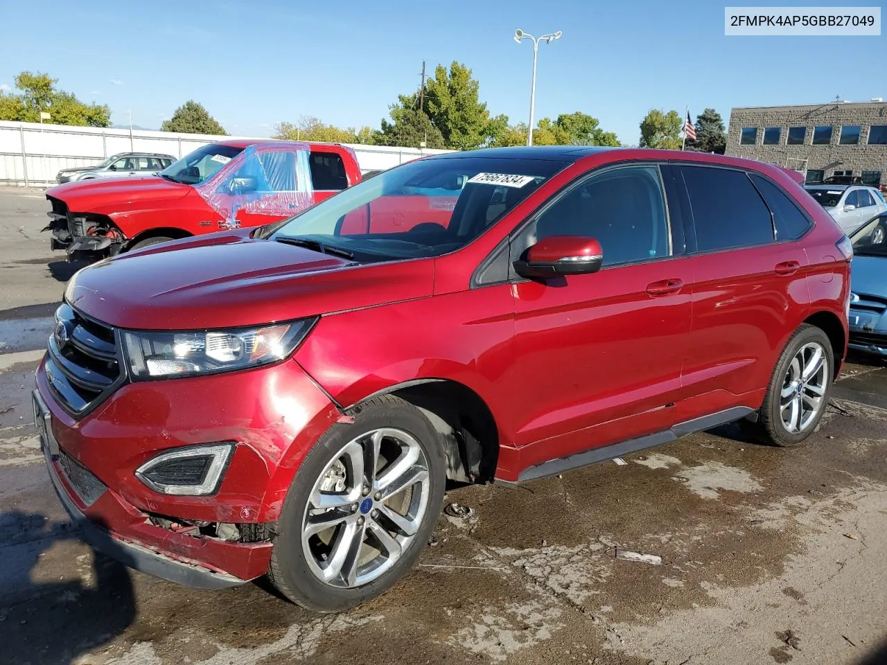 2016 Ford Edge Sport VIN: 2FMPK4AP5GBB27049 Lot: 75667834