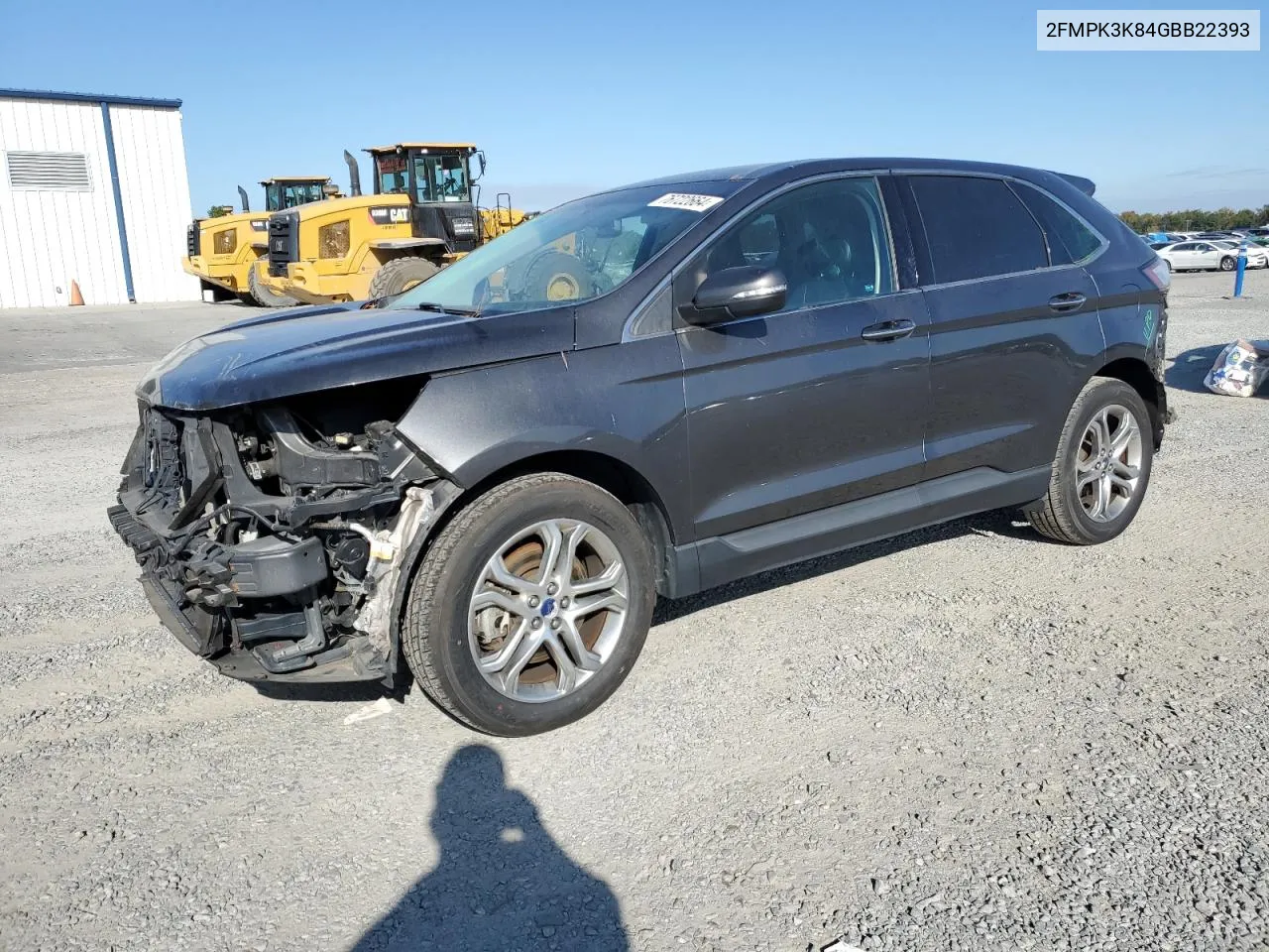 2016 Ford Edge Titanium VIN: 2FMPK3K84GBB22393 Lot: 76722664