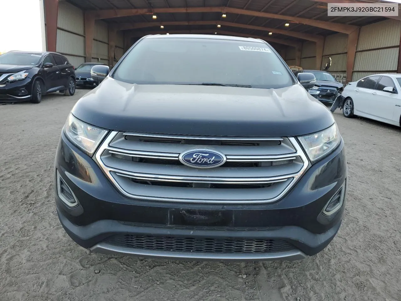 2016 Ford Edge Sel VIN: 2FMPK3J92GBC21594 Lot: 80500874