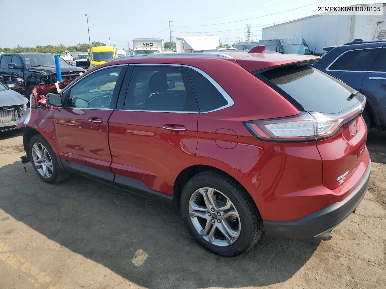 2017 Ford Edge Titanium VIN: 2FMPK3K89HBB78105 Lot: 71300364