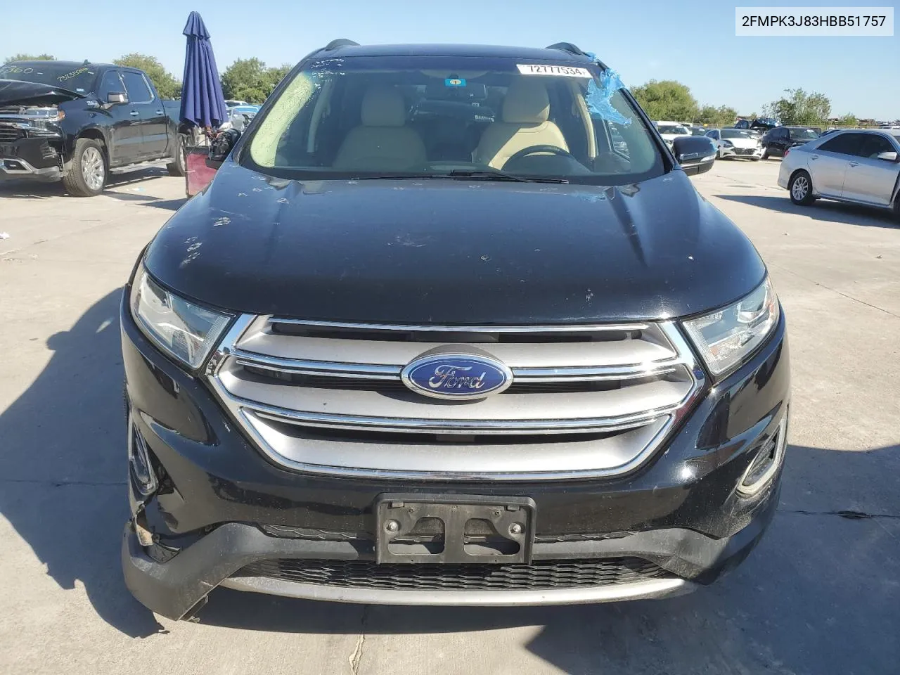 2017 Ford Edge Sel VIN: 2FMPK3J83HBB51757 Lot: 72777534