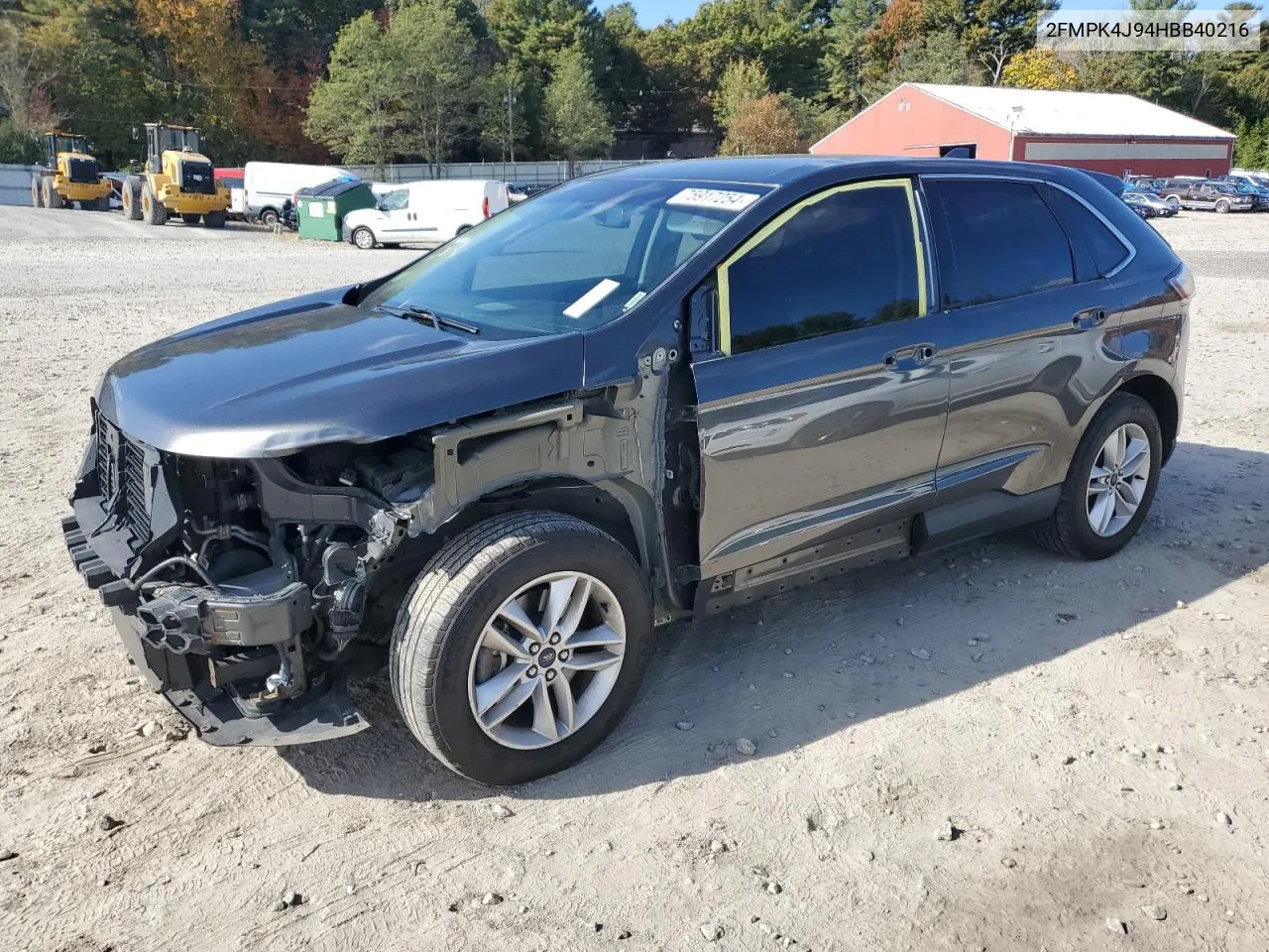 2017 Ford Edge Sel VIN: 2FMPK4J94HBB40216 Lot: 75917254