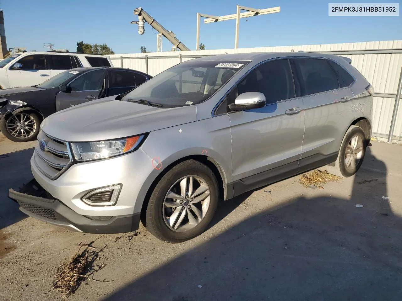 2017 Ford Edge Sel VIN: 2FMPK3J81HBB51952 Lot: 76127894