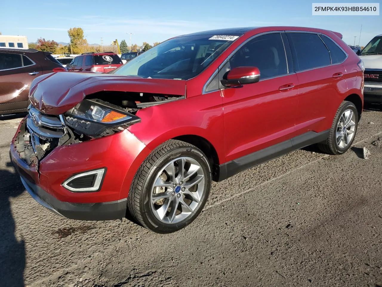 2017 Ford Edge Titanium VIN: 2FMPK4K93HBB54610 Lot: 78840214