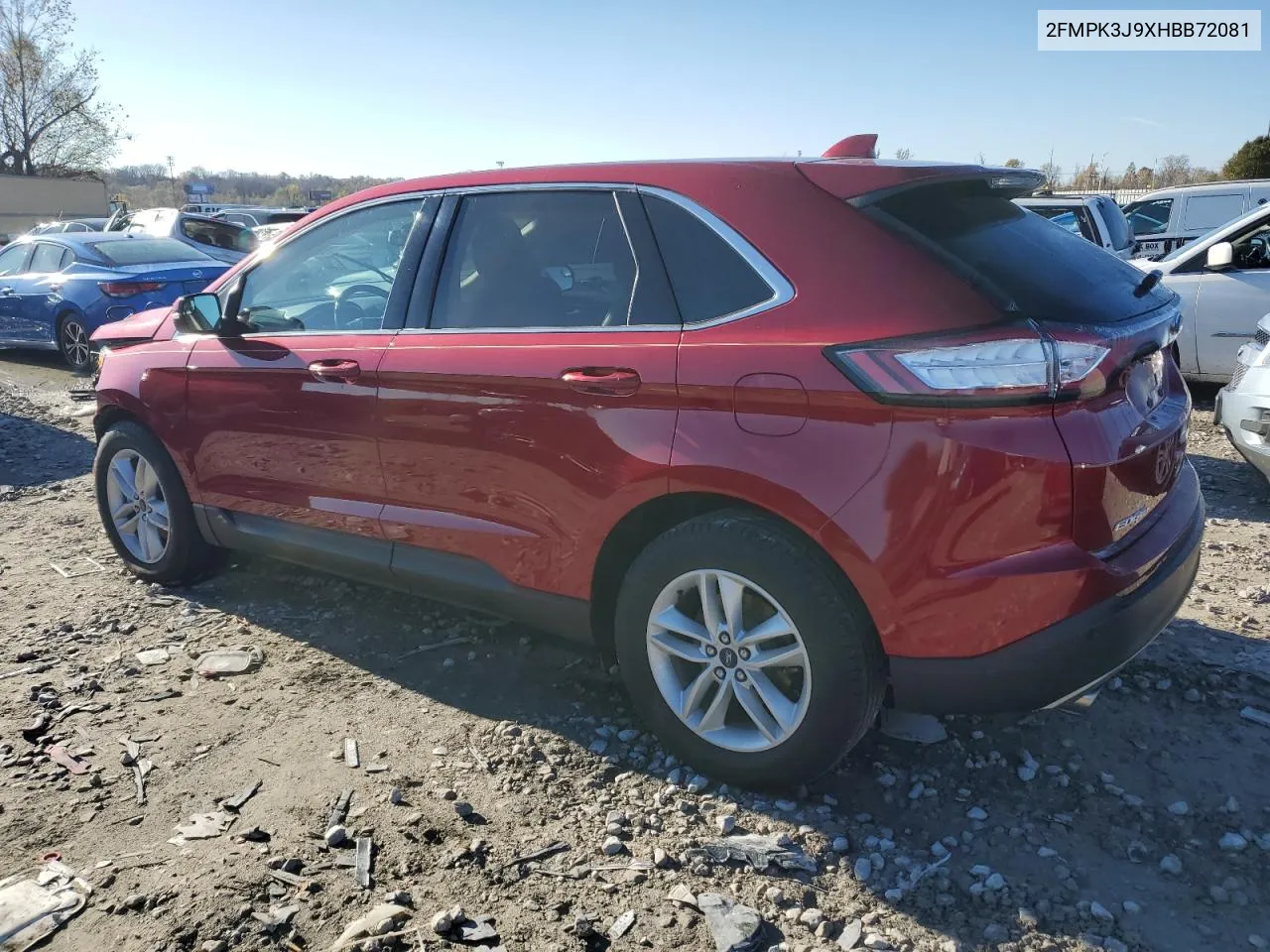 2017 Ford Edge Sel VIN: 2FMPK3J9XHBB72081 Lot: 78919824