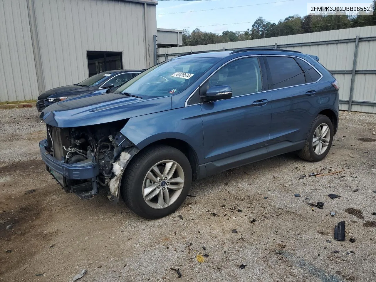 2018 Ford Edge Sel VIN: 2FMPK3J92JBB98552 Lot: 78428574