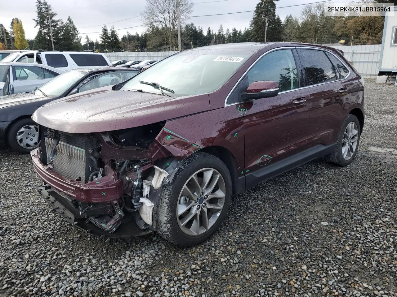 2018 Ford Edge Titanium VIN: 2FMPK4K81JBB15964 Lot: 80159424