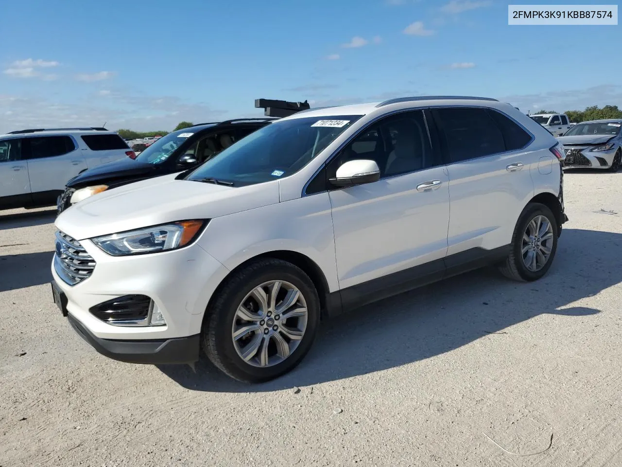 2019 Ford Edge Titanium VIN: 2FMPK3K91KBB87574 Lot: 71071234