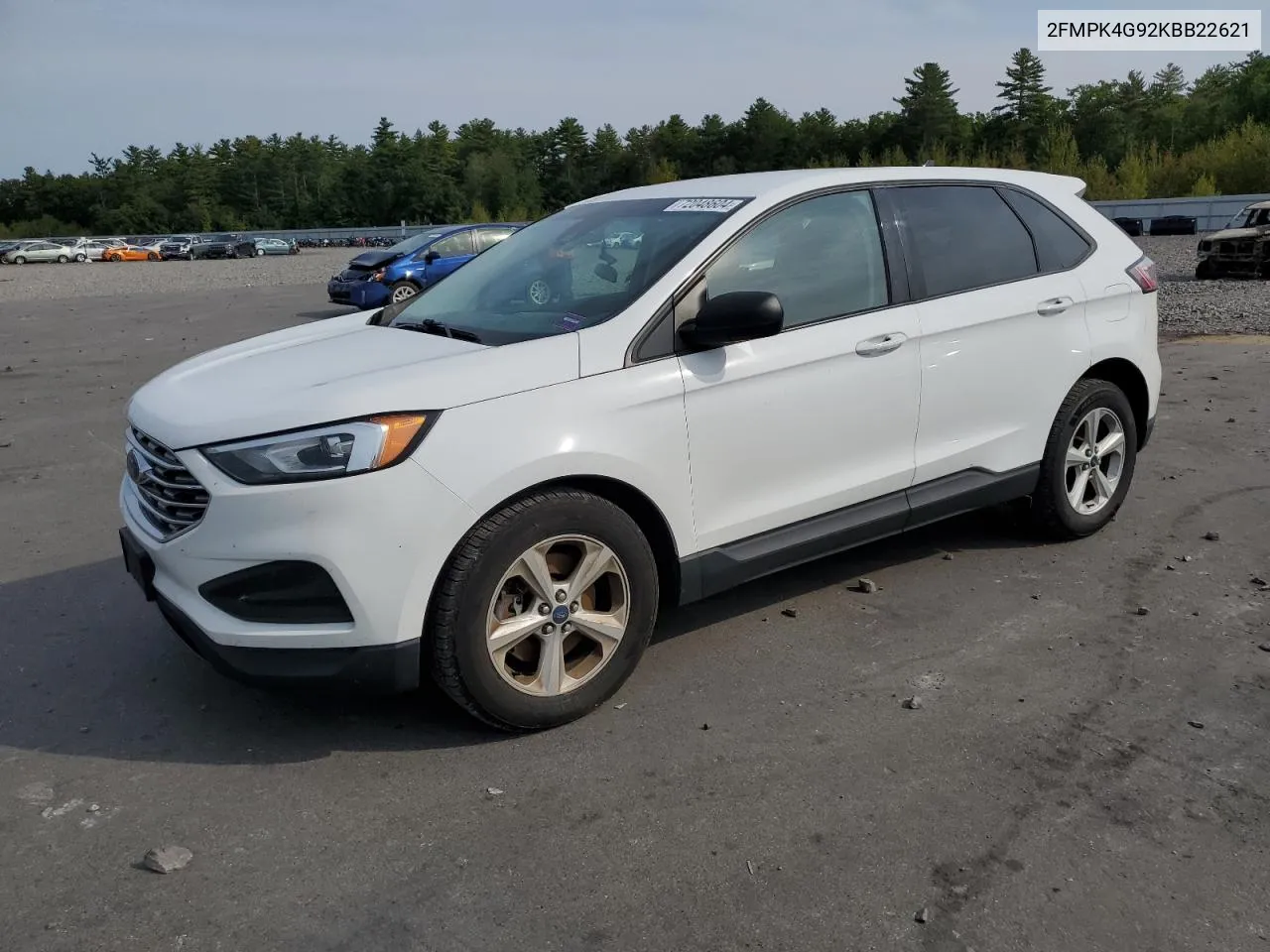 2019 Ford Edge Se VIN: 2FMPK4G92KBB22621 Lot: 72048604