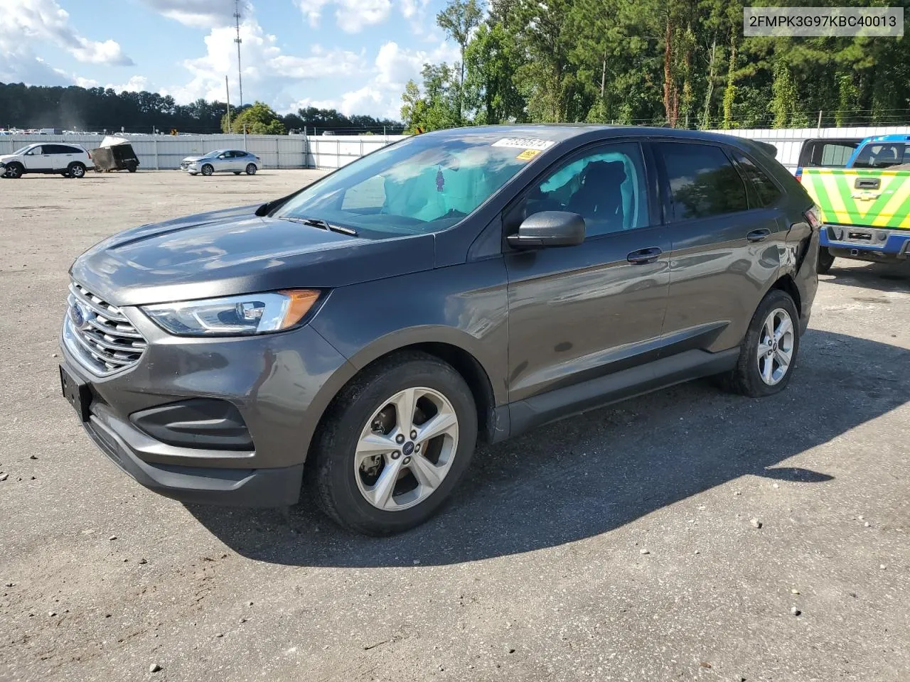 2019 Ford Edge Se VIN: 2FMPK3G97KBC40013 Lot: 72320574