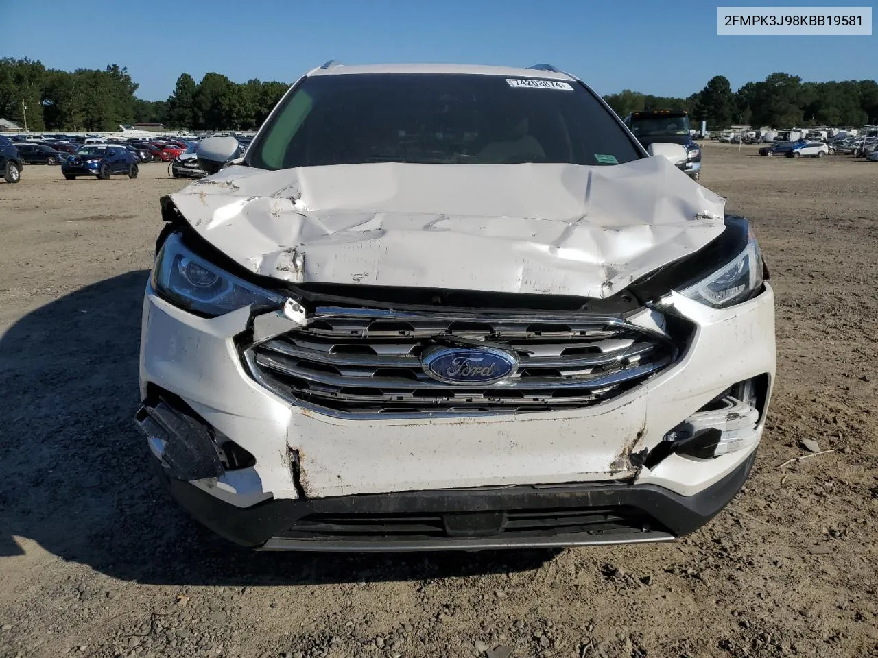 2019 Ford Edge Sel VIN: 2FMPK3J98KBB19581 Lot: 74203874