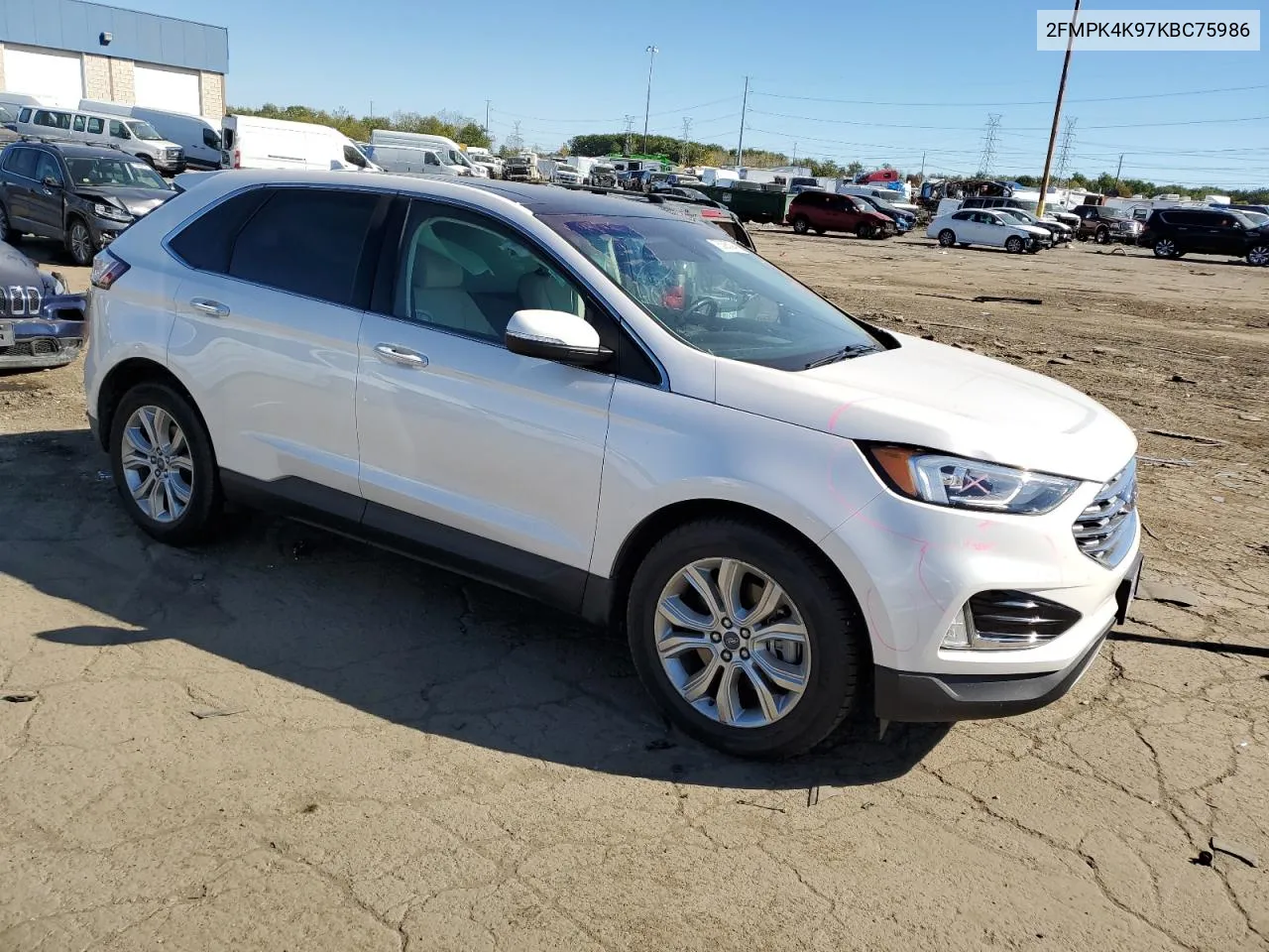 2019 Ford Edge Titanium VIN: 2FMPK4K97KBC75986 Lot: 75385094