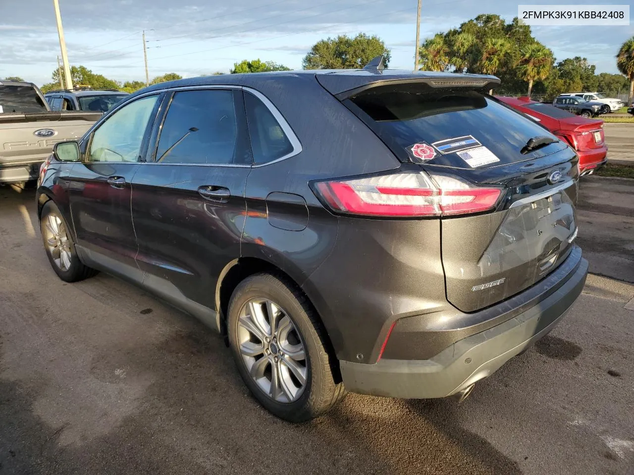 2019 Ford Edge Titanium VIN: 2FMPK3K91KBB42408 Lot: 75637504