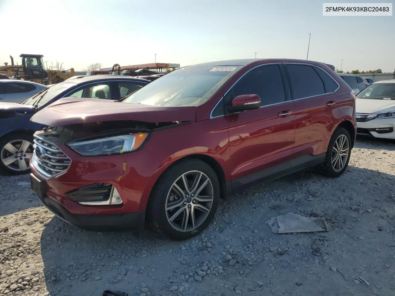 2019 Ford Edge Titanium VIN: 2FMPK4K93KBC20483 Lot: 75732174