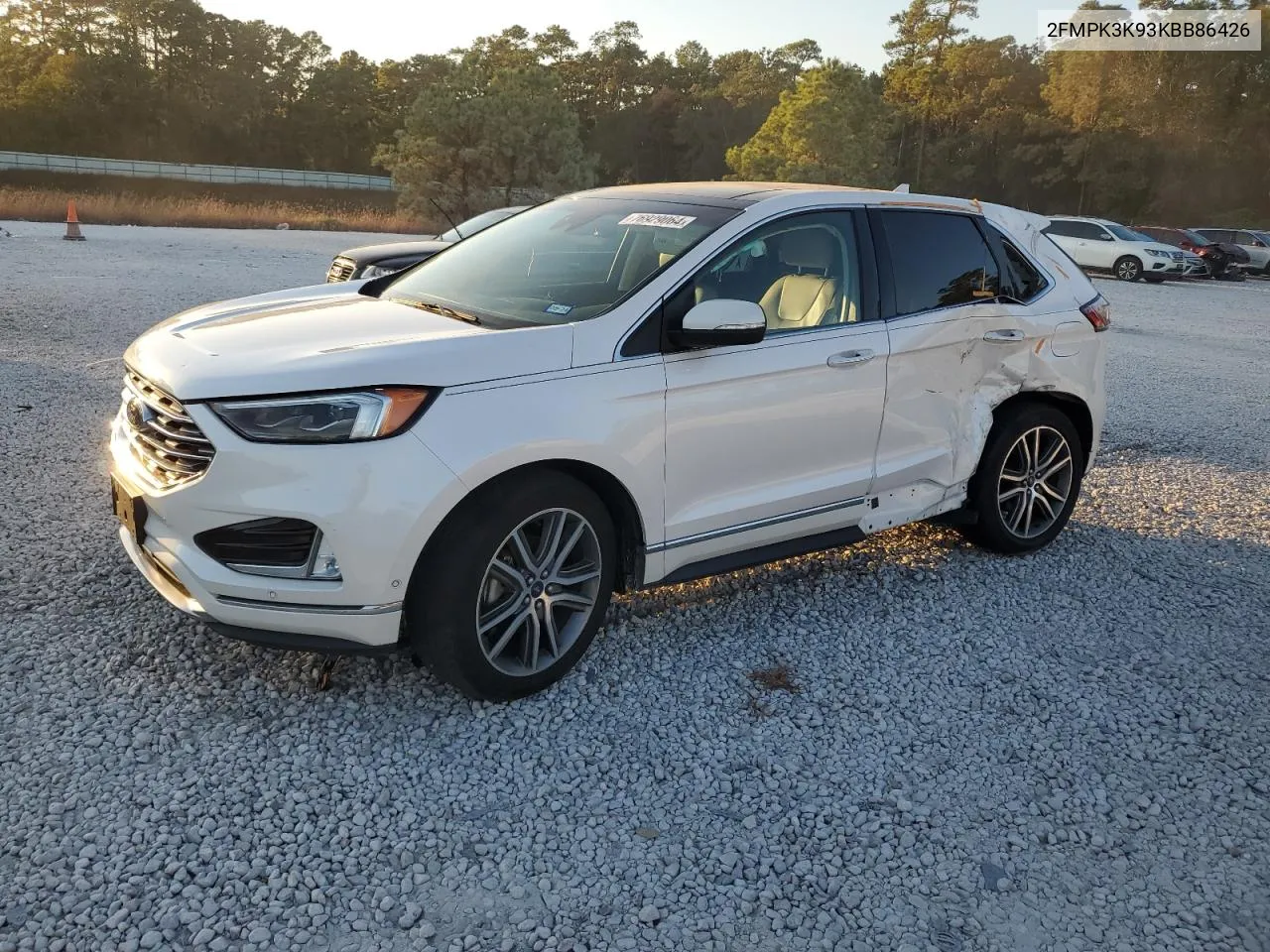 2019 Ford Edge Titanium VIN: 2FMPK3K93KBB86426 Lot: 76929064