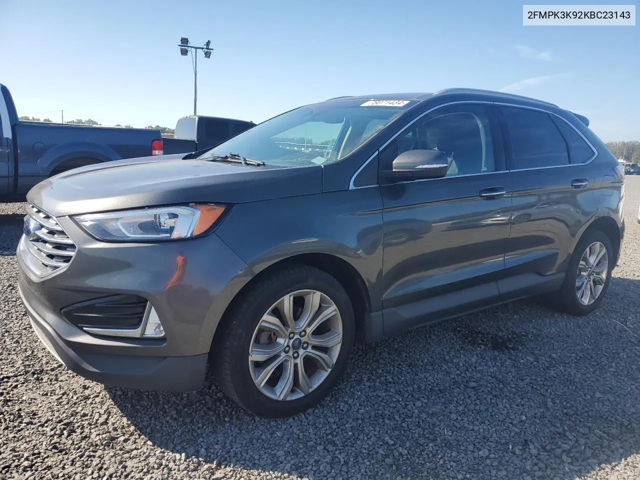 2019 Ford Edge Titanium VIN: 2FMPK3K92KBC23143 Lot: 78071434