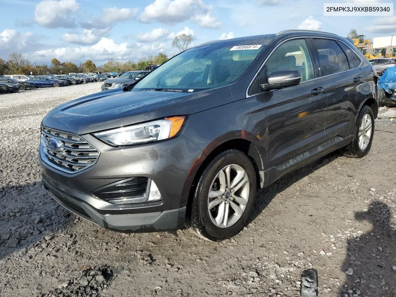 2019 Ford Edge Sel VIN: 2FMPK3J9XKBB59340 Lot: 78086874