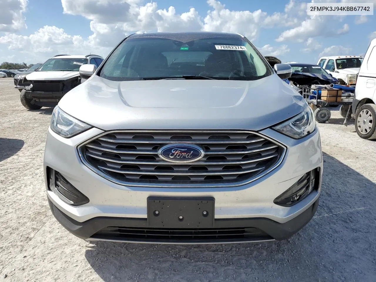 2019 Ford Edge Sel VIN: 2FMPK3J94KBB67742 Lot: 78862374