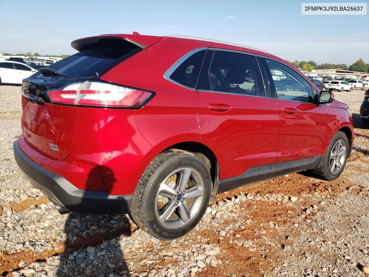 2020 Ford Edge Sel VIN: 2FMPK3J92LBA26637 Lot: 72827874