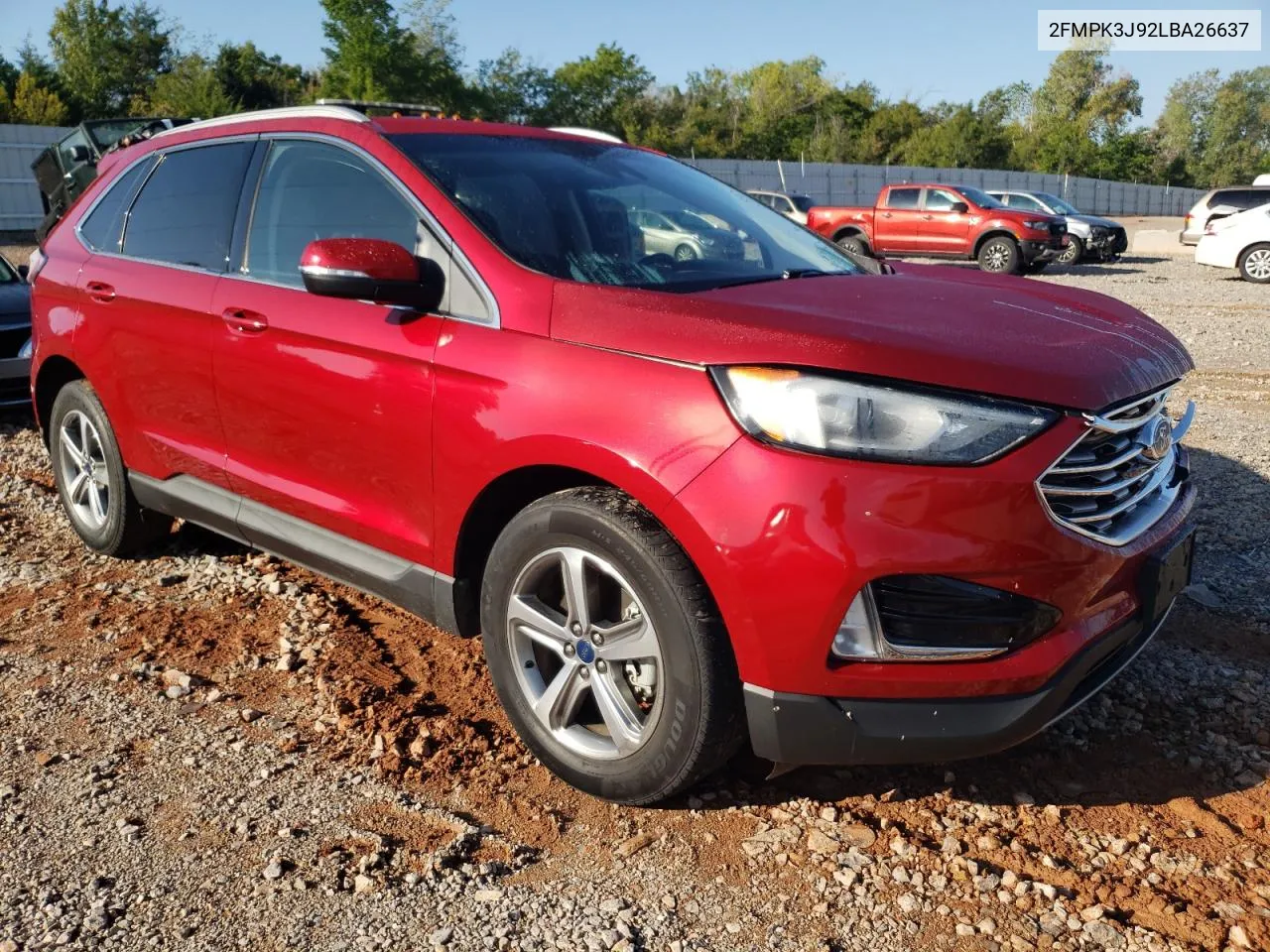 2020 Ford Edge Sel VIN: 2FMPK3J92LBA26637 Lot: 72827874