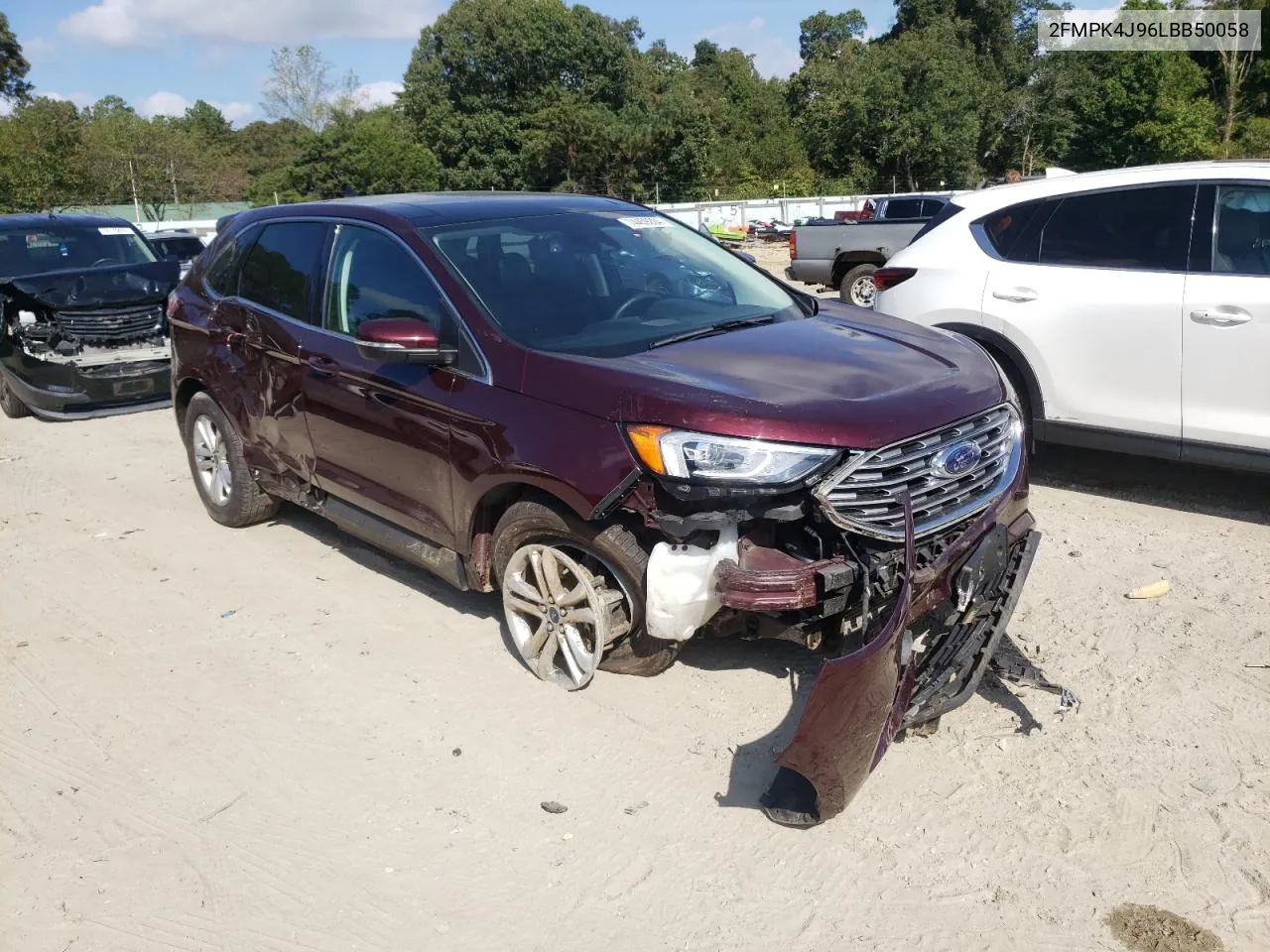 2020 Ford Edge Sel VIN: 2FMPK4J96LBB50058 Lot: 74459284