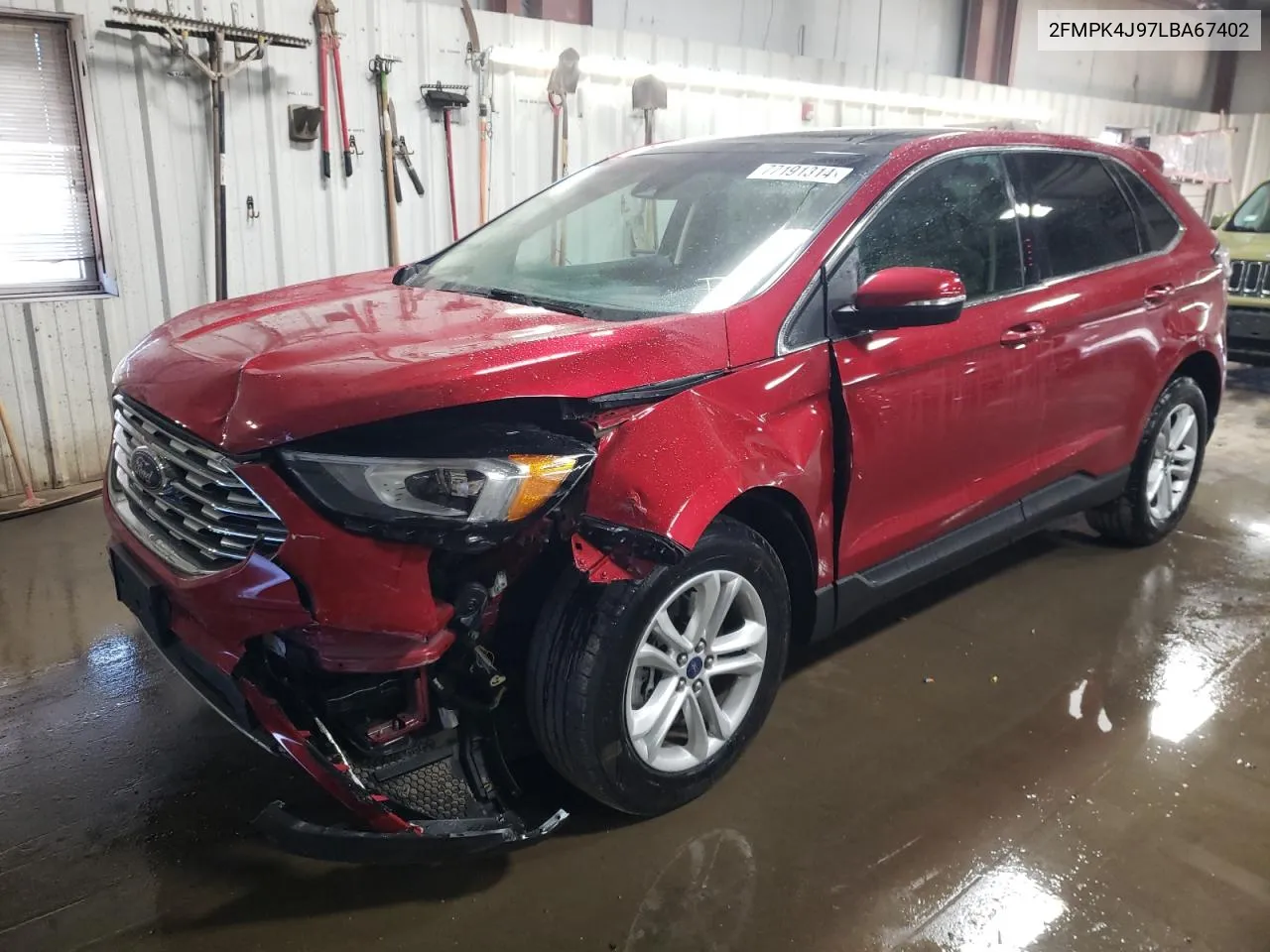 2020 Ford Edge Sel VIN: 2FMPK4J97LBA67402 Lot: 77191314