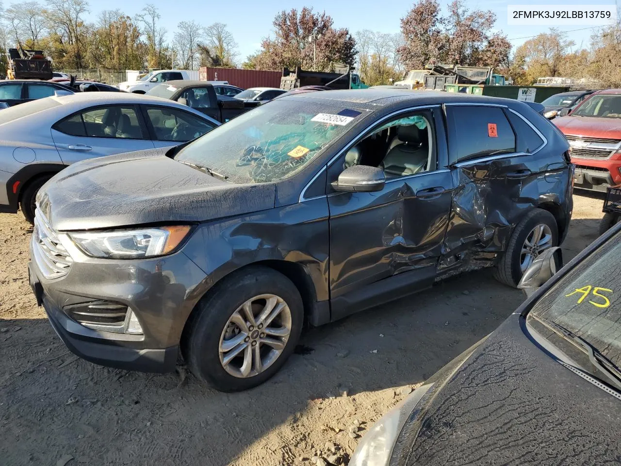 2020 Ford Edge Sel VIN: 2FMPK3J92LBB13759 Lot: 77282654