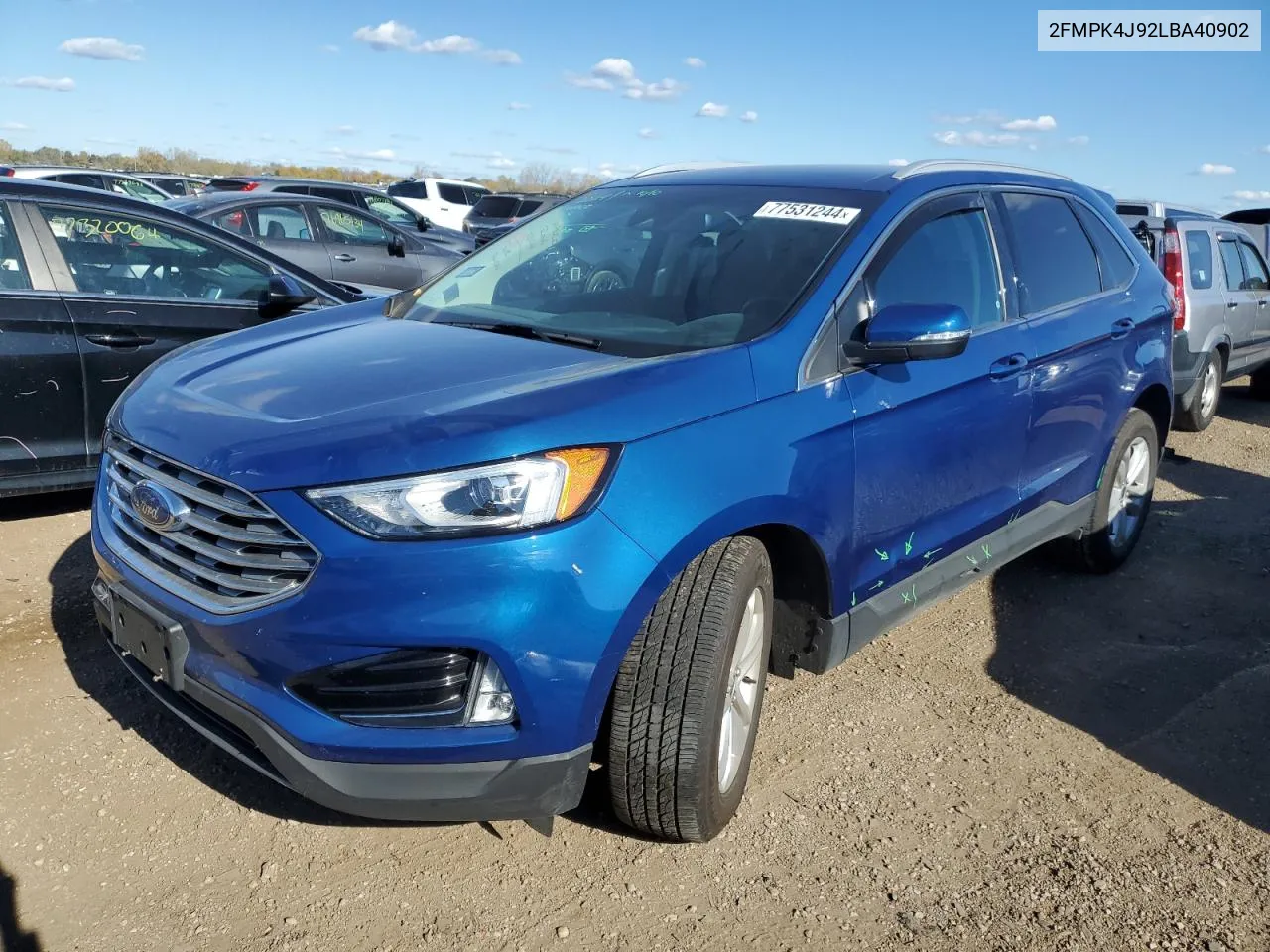 2020 Ford Edge Sel VIN: 2FMPK4J92LBA40902 Lot: 77531244