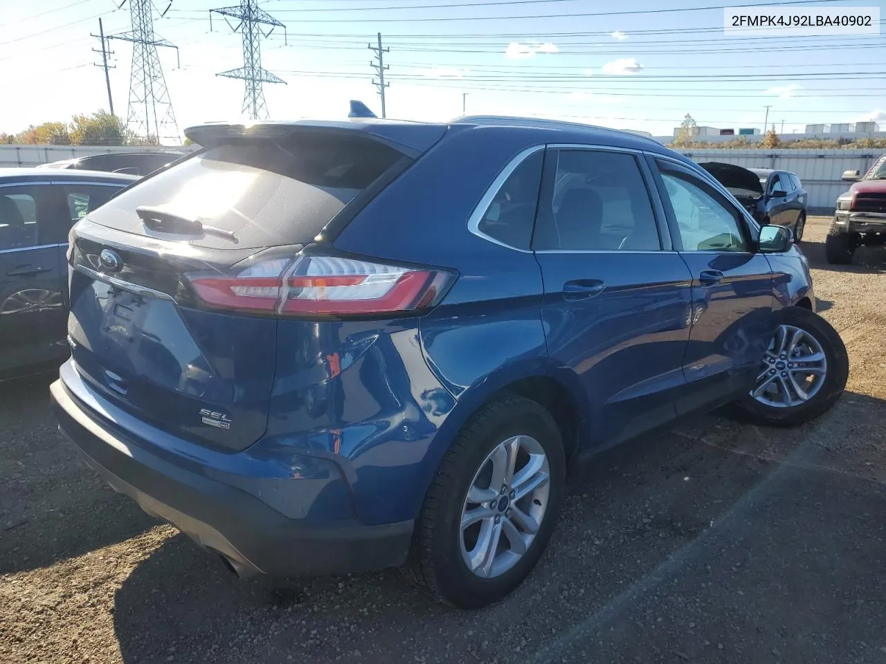 2020 Ford Edge Sel VIN: 2FMPK4J92LBA40902 Lot: 77531244