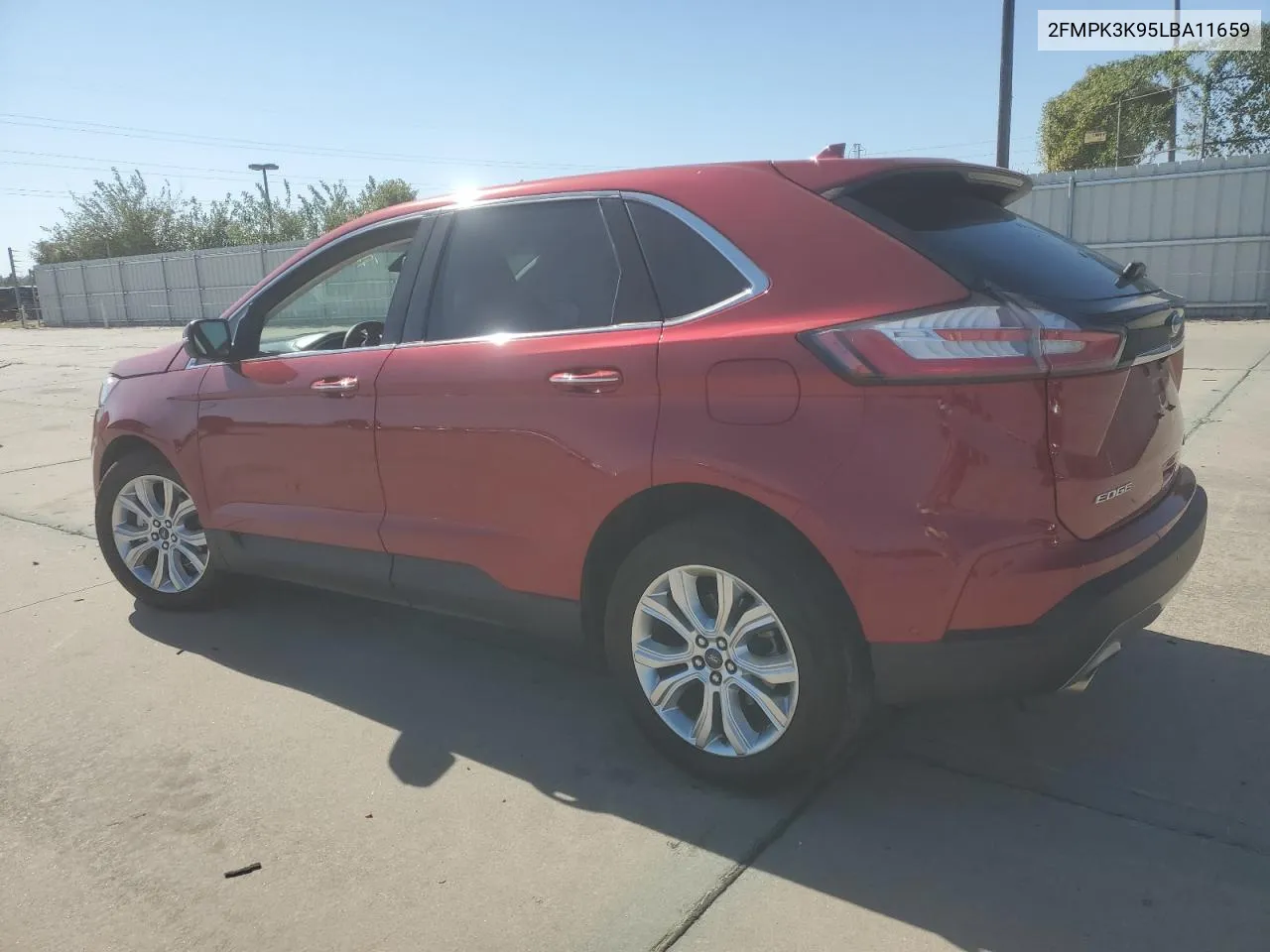 2020 Ford Edge Titanium VIN: 2FMPK3K95LBA11659 Lot: 77887034