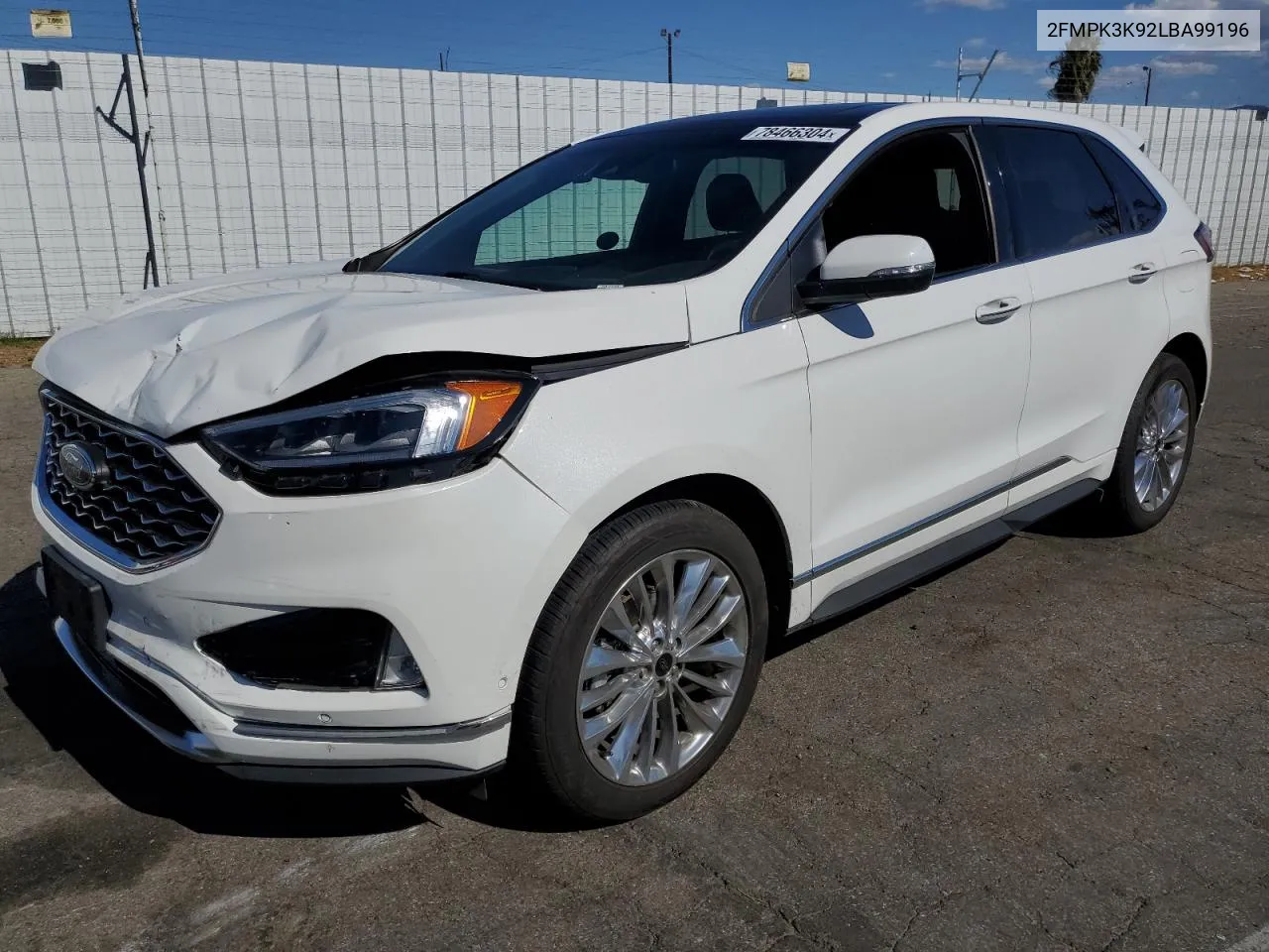 2020 Ford Edge Titanium VIN: 2FMPK3K92LBA99196 Lot: 78466304