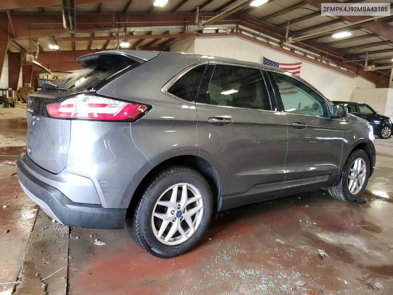 2021 Ford Edge Sel VIN: 2FMPK4J92MBA43185 Lot: 62124734