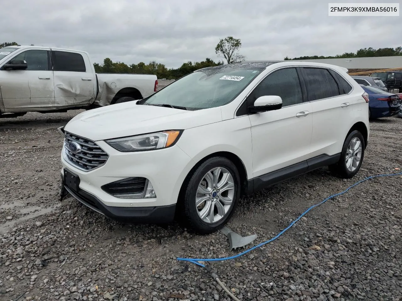 2021 Ford Edge Titanium VIN: 2FMPK3K9XMBA56016 Lot: 72714454