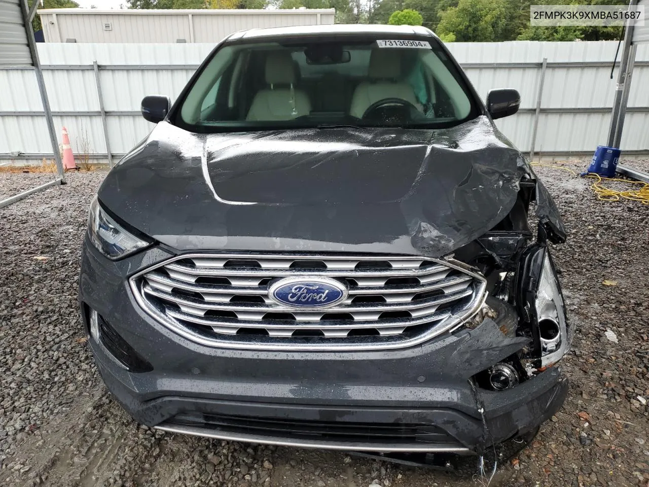 2021 Ford Edge Titanium VIN: 2FMPK3K9XMBA51687 Lot: 73136904