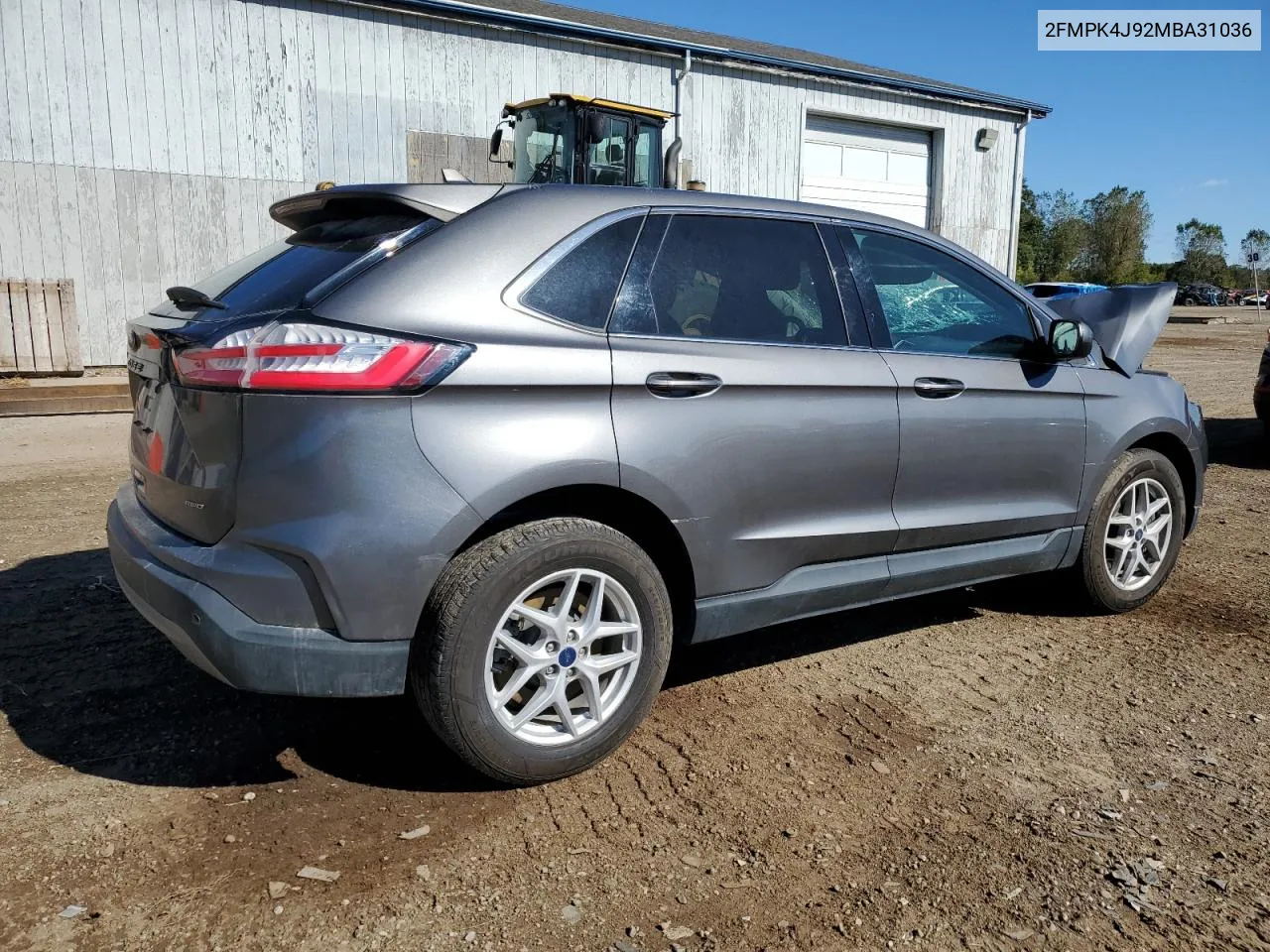 2021 Ford Edge Sel VIN: 2FMPK4J92MBA31036 Lot: 73933874