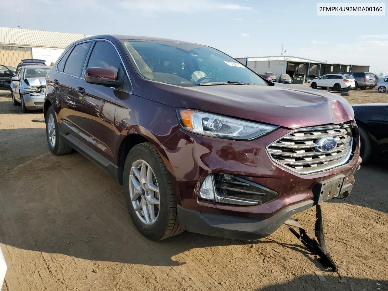 2021 Ford Edge Sel VIN: 2FMPK4J92MBA00160 Lot: 75239954