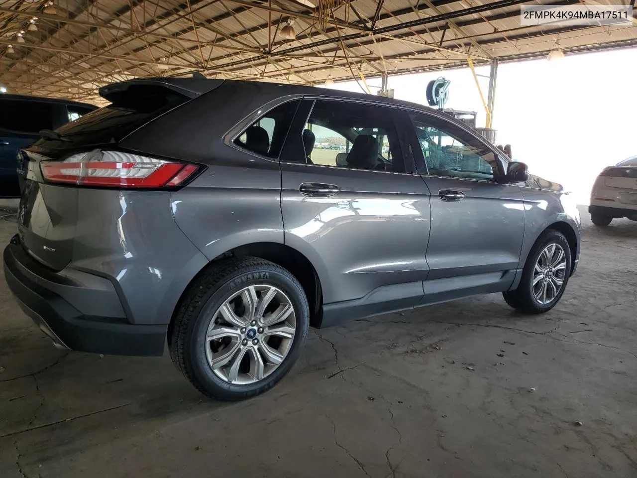 2021 Ford Edge Titanium VIN: 2FMPK4K94MBA17511 Lot: 75555024