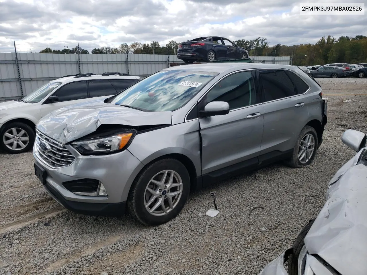 2021 Ford Edge Sel VIN: 2FMPK3J97MBA02626 Lot: 76341614