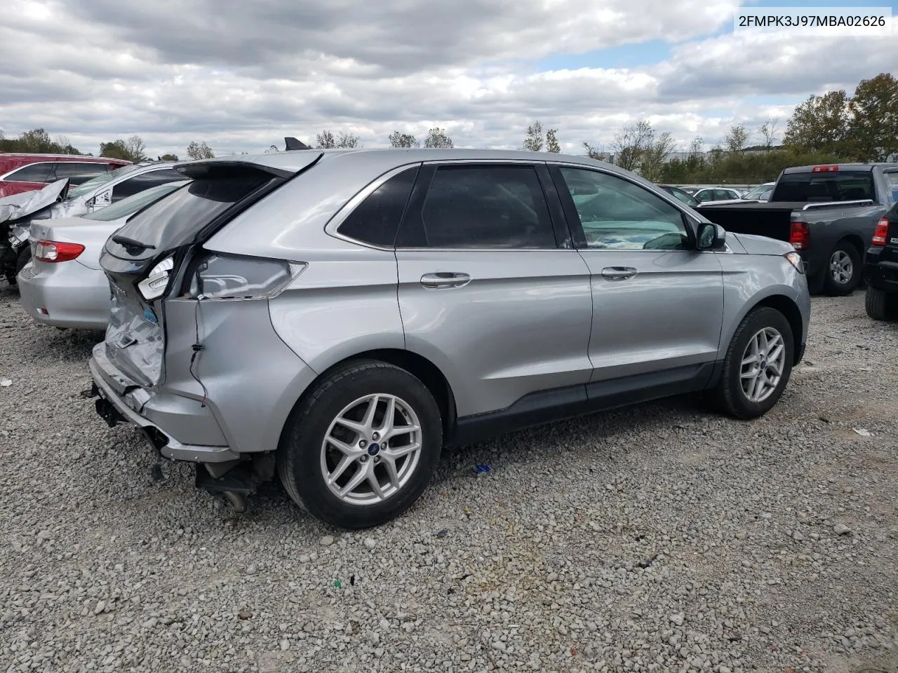 2021 Ford Edge Sel VIN: 2FMPK3J97MBA02626 Lot: 76341614