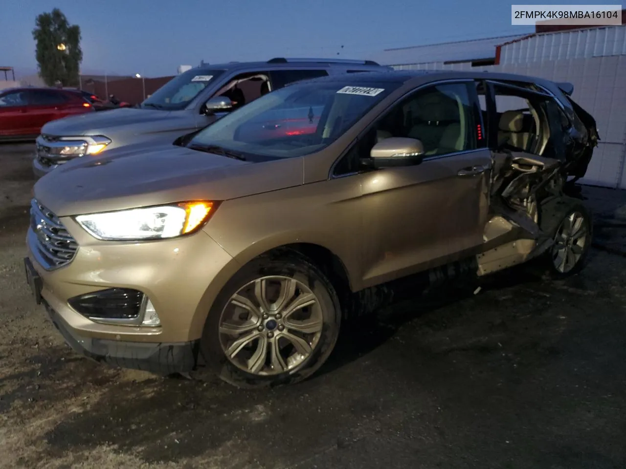 2021 Ford Edge Titanium VIN: 2FMPK4K98MBA16104 Lot: 76772274