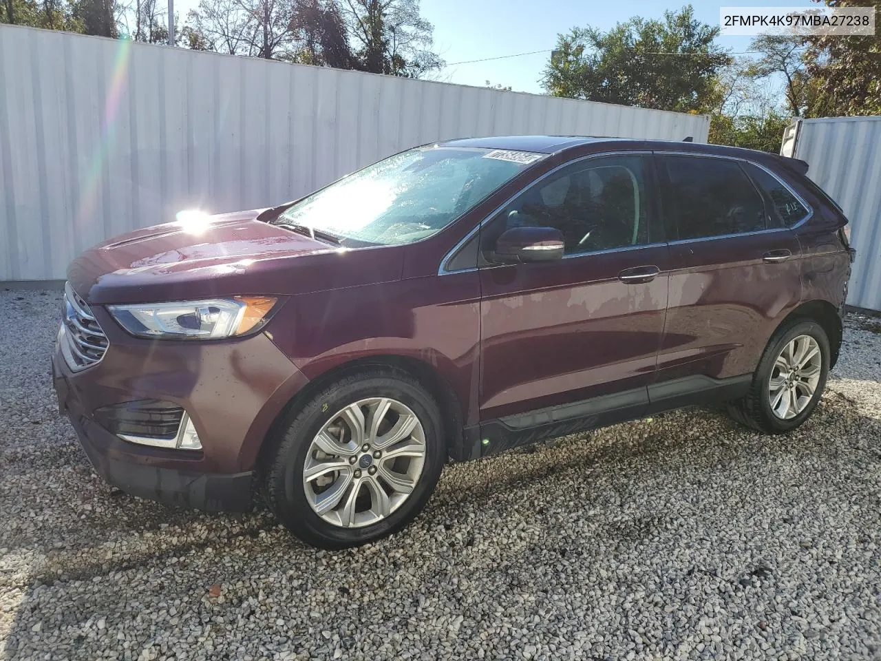 2021 Ford Edge Titanium VIN: 2FMPK4K97MBA27238 Lot: 77354954