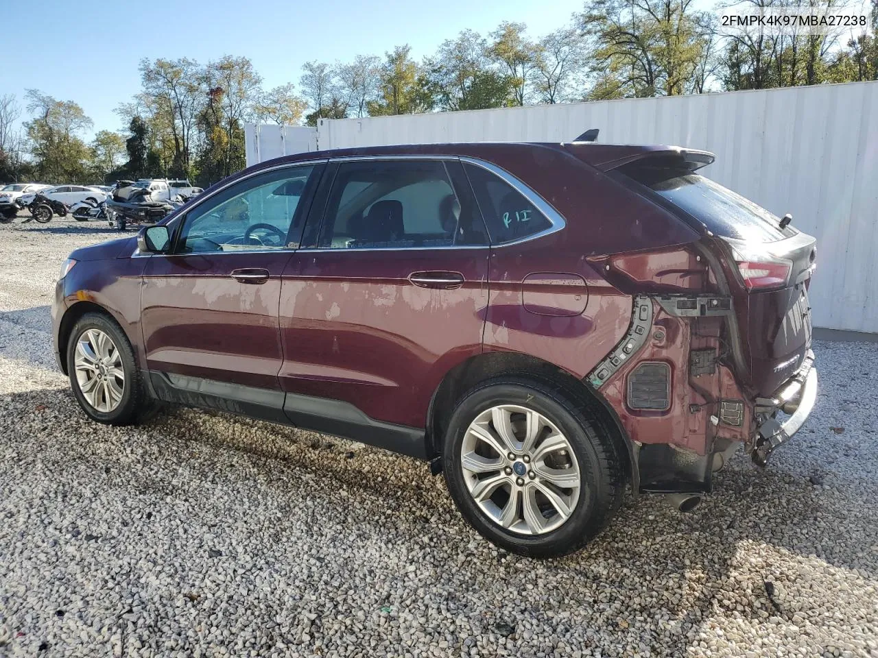 2021 Ford Edge Titanium VIN: 2FMPK4K97MBA27238 Lot: 77354954