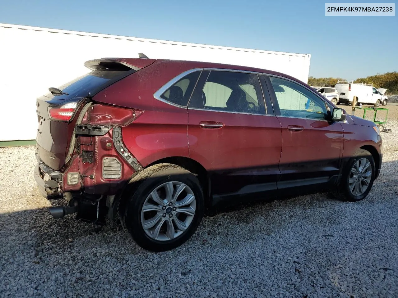 2021 Ford Edge Titanium VIN: 2FMPK4K97MBA27238 Lot: 77354954