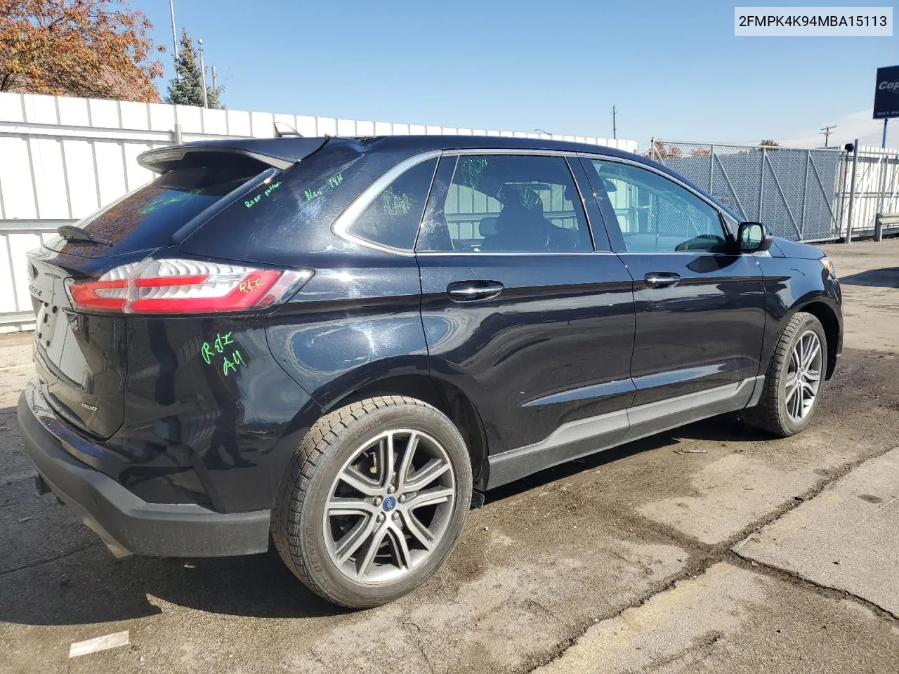 2021 Ford Edge Titanium VIN: 2FMPK4K94MBA15113 Lot: 77765174