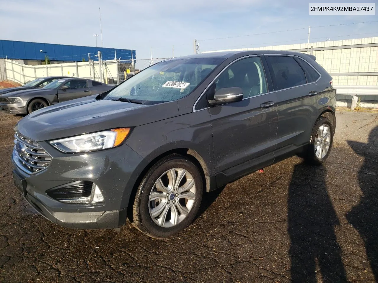 2021 Ford Edge Titanium VIN: 2FMPK4K92MBA27437 Lot: 78015864